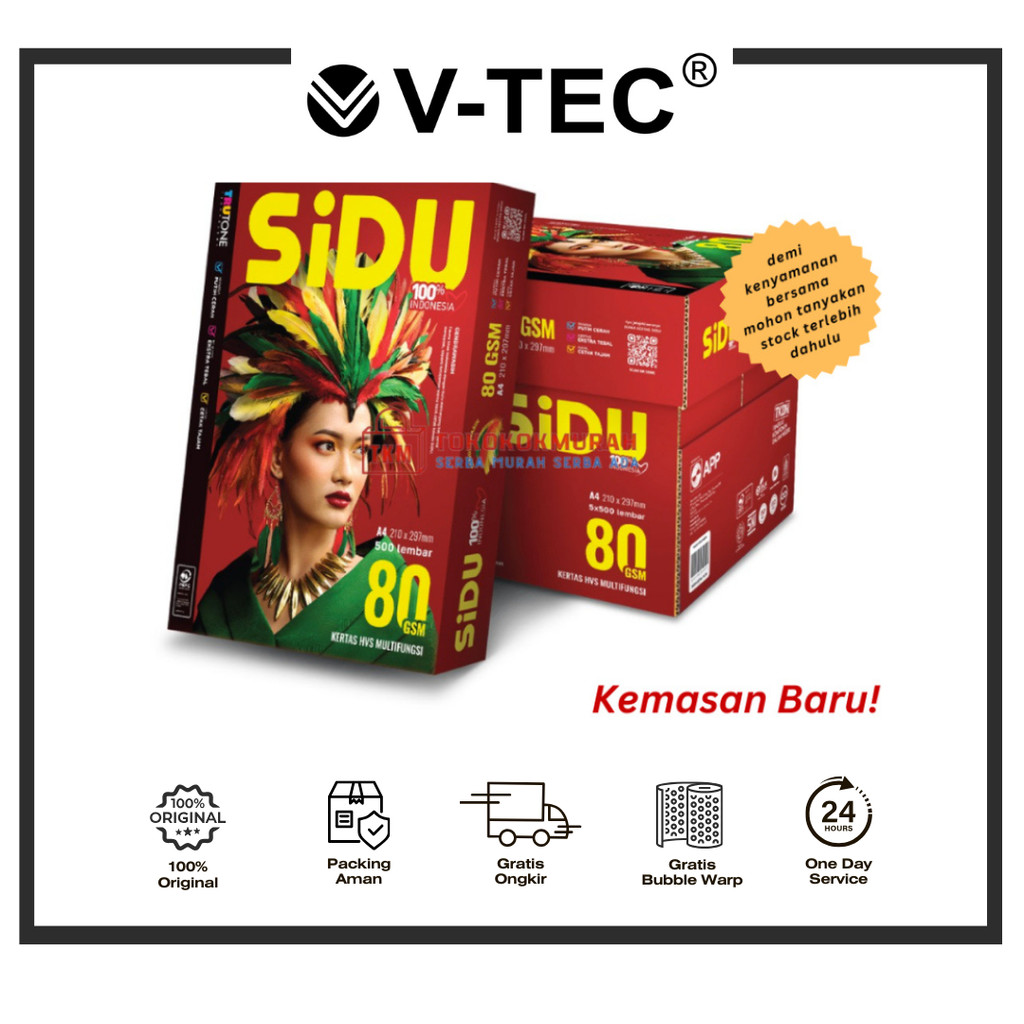 

BEST SELLER Kertas HVS SIDU A4 80 Gram 80 GSM / RIM