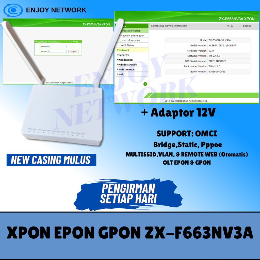 XPON EPON GPON ZX-F663NV3A - Dengan Adaptor