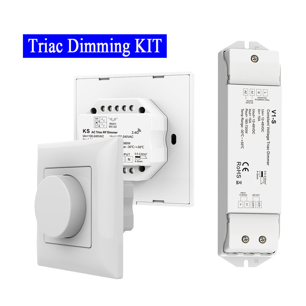 Triac Dimmer KIT 1 CH DC12V 24V 36V LED Controller With Push-Dimming Funtion AC 220V Rotary Dimmer A