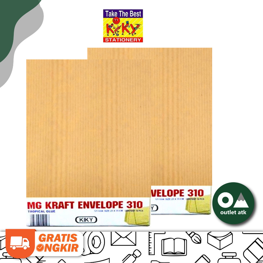 

Amplop Coklat Folio Kiky 310 Polos Lem 125gr Isi 10