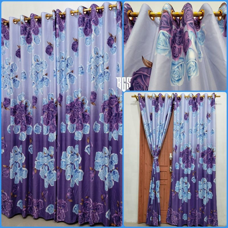 HOKICHAN Gorden Rose Lilac Ring 12 Gorden Motif Bunga Ungu Gradasi Gorden Mewah Gorden Bunga Ungu Gr