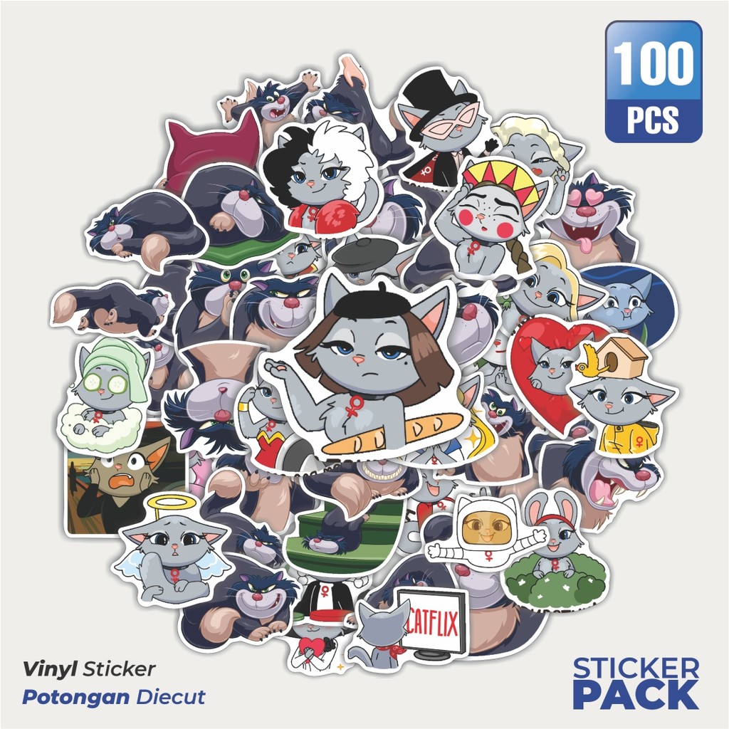 

Super Hemat! 100 PCS Stiker Hewan Kucing Lucifer Lucu Random Waterproof Aesthetic- Untuk Laptop, Motor, dan Helm - Paper Stationery Pack