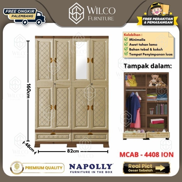 Lemari Plastik 4 Pintu Napolly MCAB 4408 ION / Lemari Pakaian Plastik Napolly