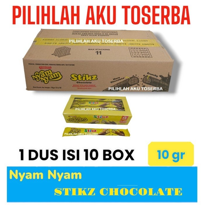 

Arnott's Nyam Nyam Biskuit STIKZ Chocolate - ( HARGA 1 DUS )