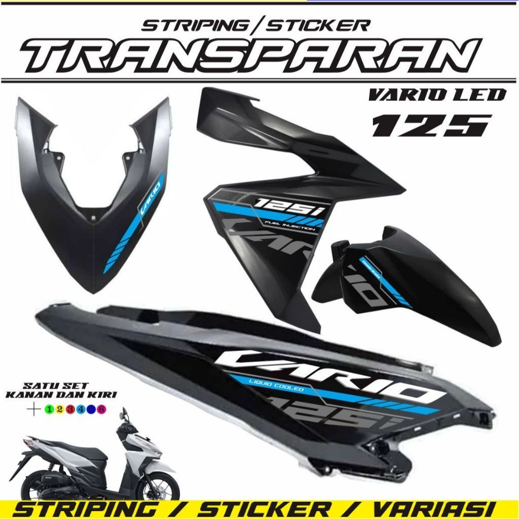 STRIPING MOTOR VARIO LED 125 FI TRANSFARAN STIKER TRANSPARAN VARIO LED 125 STRIPING STIKER LIS MOTOR