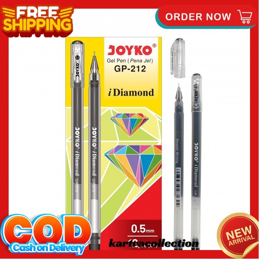 

[Krt] Pulpen / Pena Joyko GP- 212 Gell Pen 0,5 mm I Diamond - Lusinan (12 pcs) - SHESB