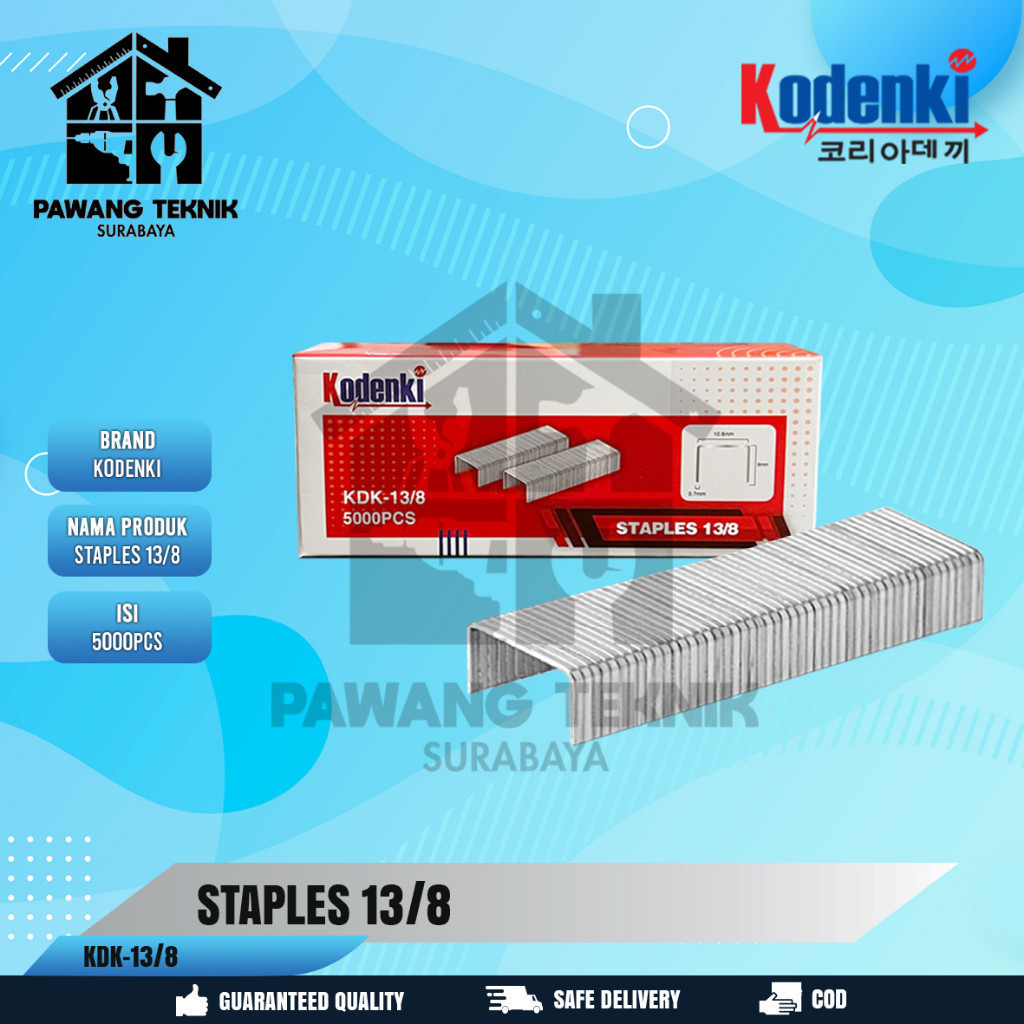 

Kodenki Isi Staples 13/8 R23 Isi Refill Hekter Stapler Gun Tacker 8MM - Anak Hekter Stepler Gun Tangan Tembak Manual 13 8MM 5000pcs - Isi Staples Gun Stepler Steples Stapler Tembak Hekter 8mm 8 mm R23 Isi Refill Gun Rapide Rapid