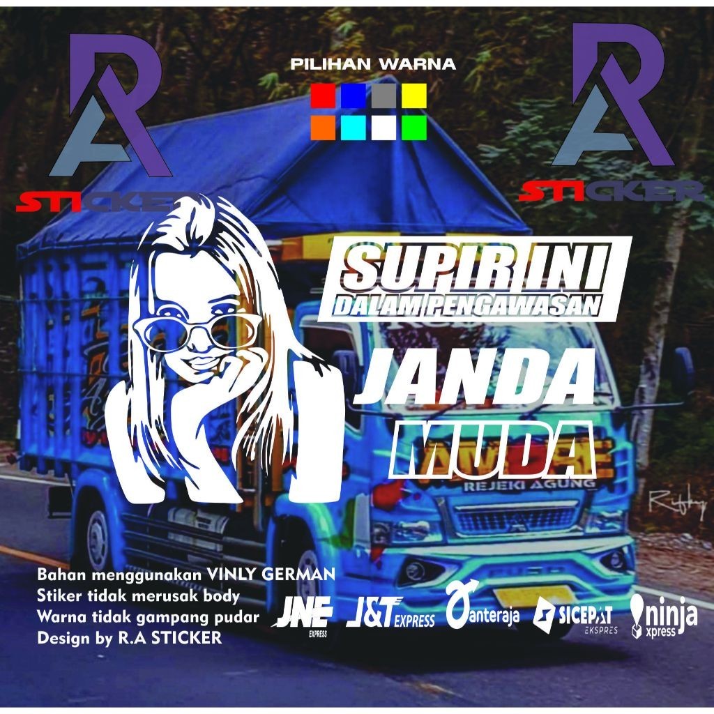 STIKER KACA SAMPING TRUK ALL TIPE STIKER CUTING SOPIR INI DALAM PENGAWASAN JANDA MUDA STIKER TERBARU