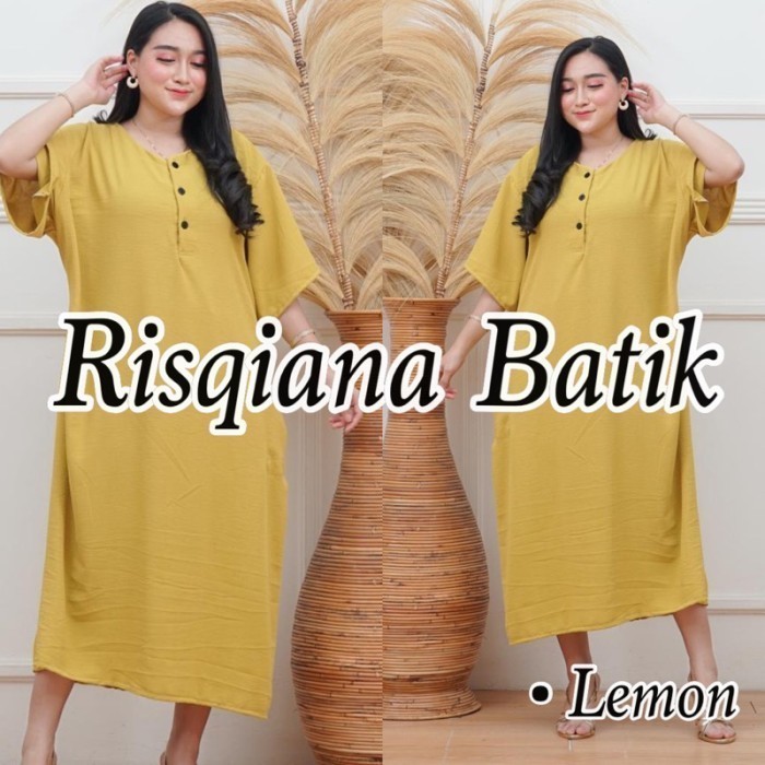 Daster Cringkle Airflow LD140 Polos Oversize Daster Super JumboKekinian Ibu Hamil dan Menyusui - Lem