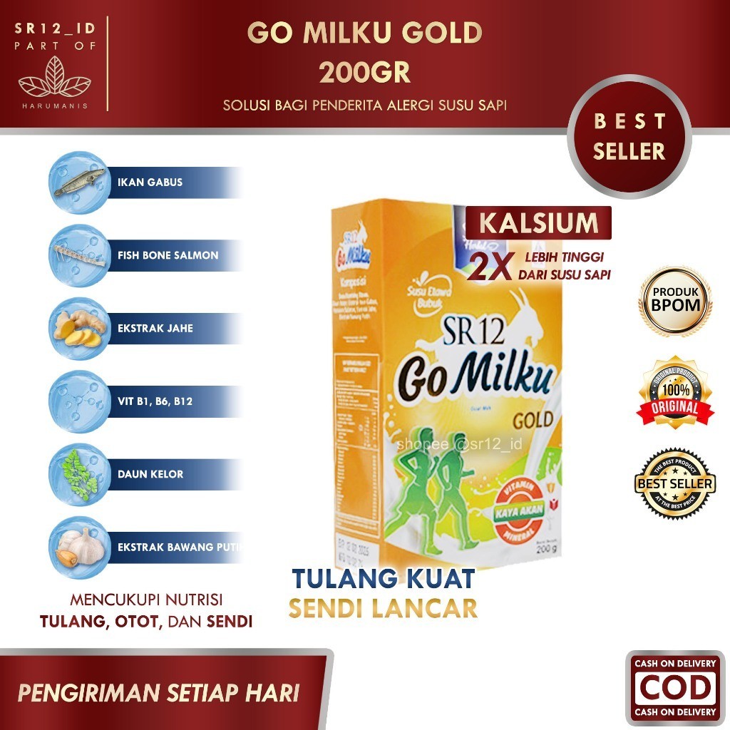 

GO MILKU GOLD 200GR SR12 / GOMILKU SR12 / SUSU KAMBING ETAWA SR12