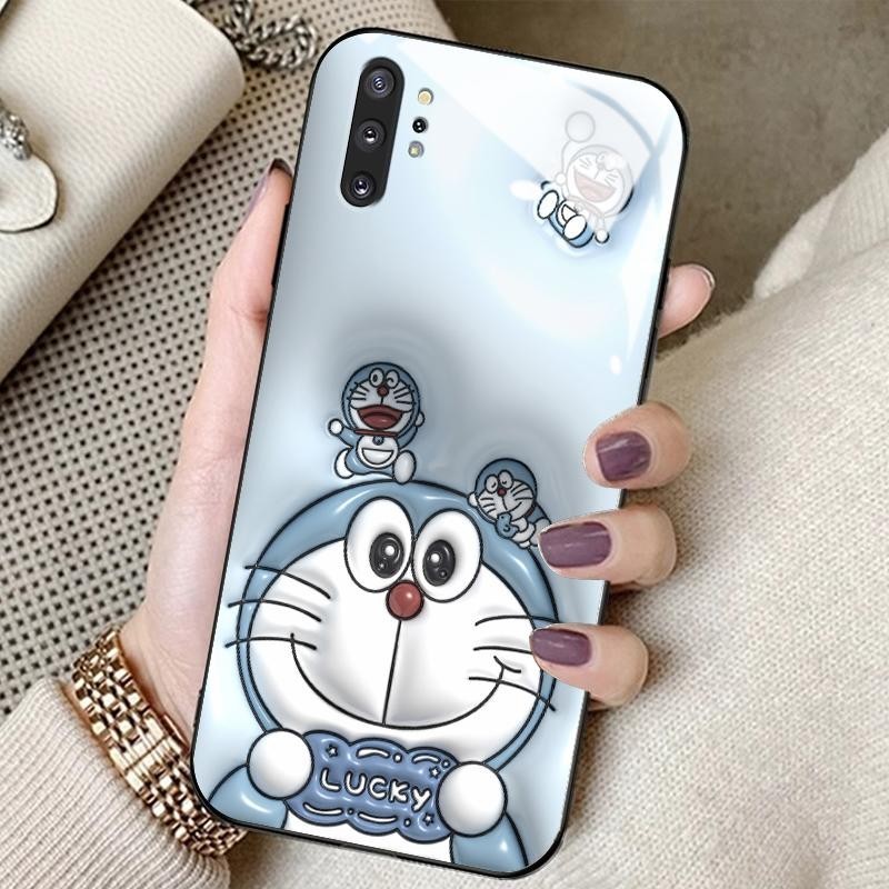 Case Hp For Samsung Note 10 Plus Note 9 Note 10 4G 5G Glass Kaca Slikon Back Cute Doraemon Casing Te