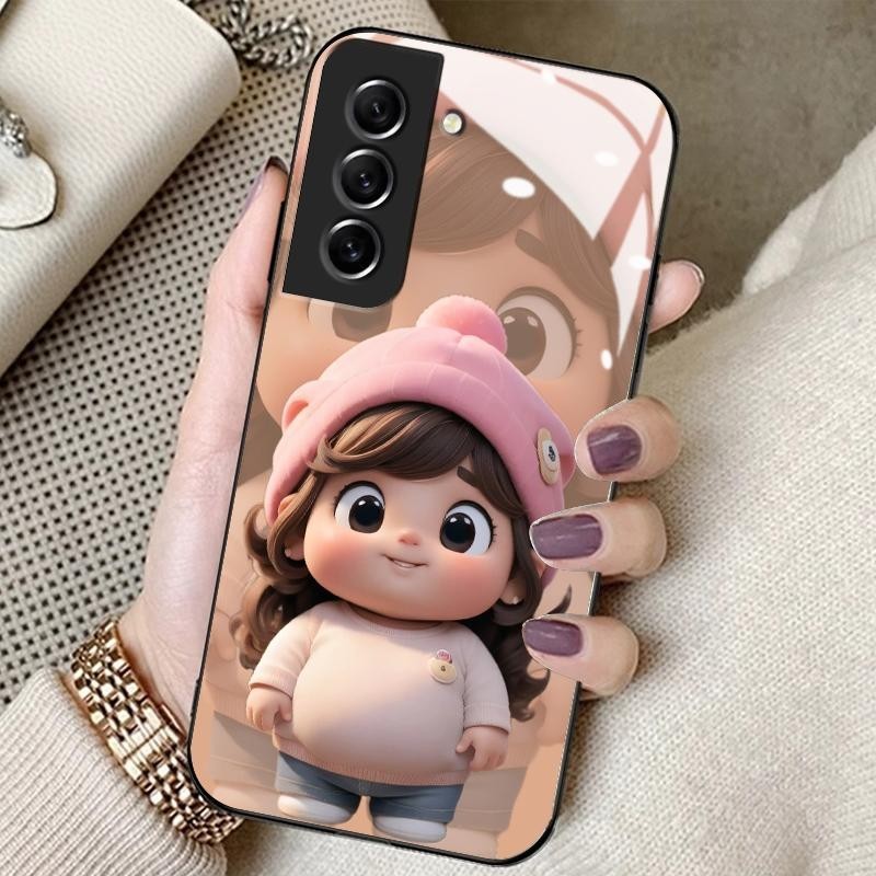 Case For Samsung S21 FE 5G S21 5G S21 Plus S21 Ultra HD Tempered Glass Hard Cute Cute Girl Silicone 