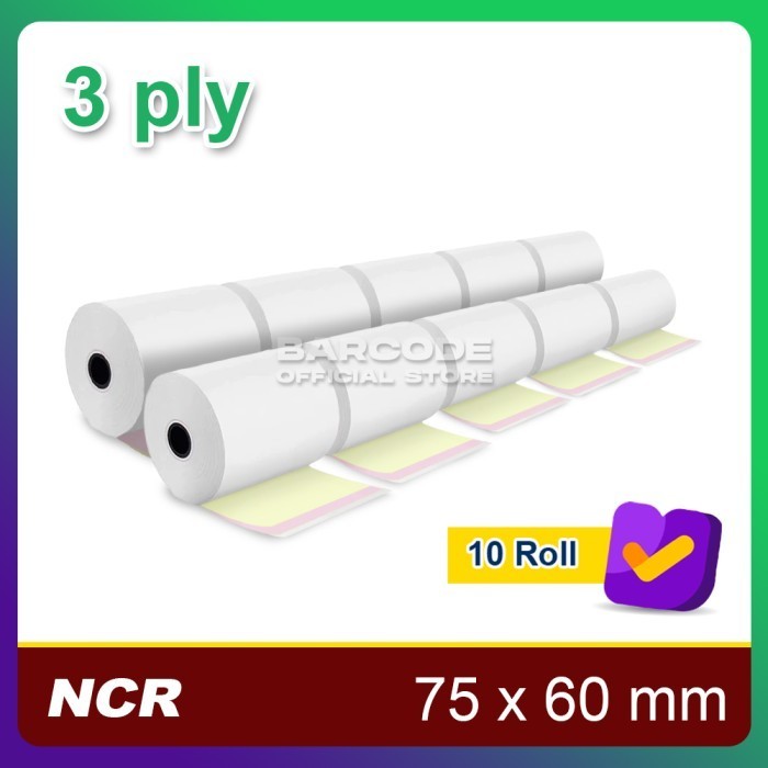 

( 1 PACK ) KERTAS STRUK KASIR NCR 75 X 60 mm - 3PLY - RANGKAP 3 PLY -TMI69