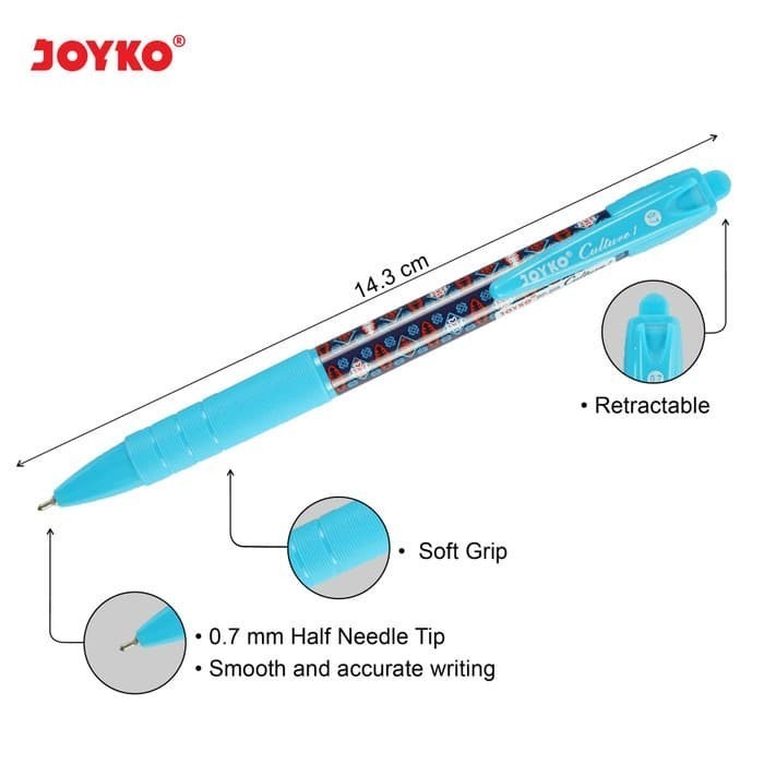 

promo ✨ -Ball Pen Pulpen Pena Joyko BP-205 Culture 1 0.7 mm 1 Box 12 Pcs