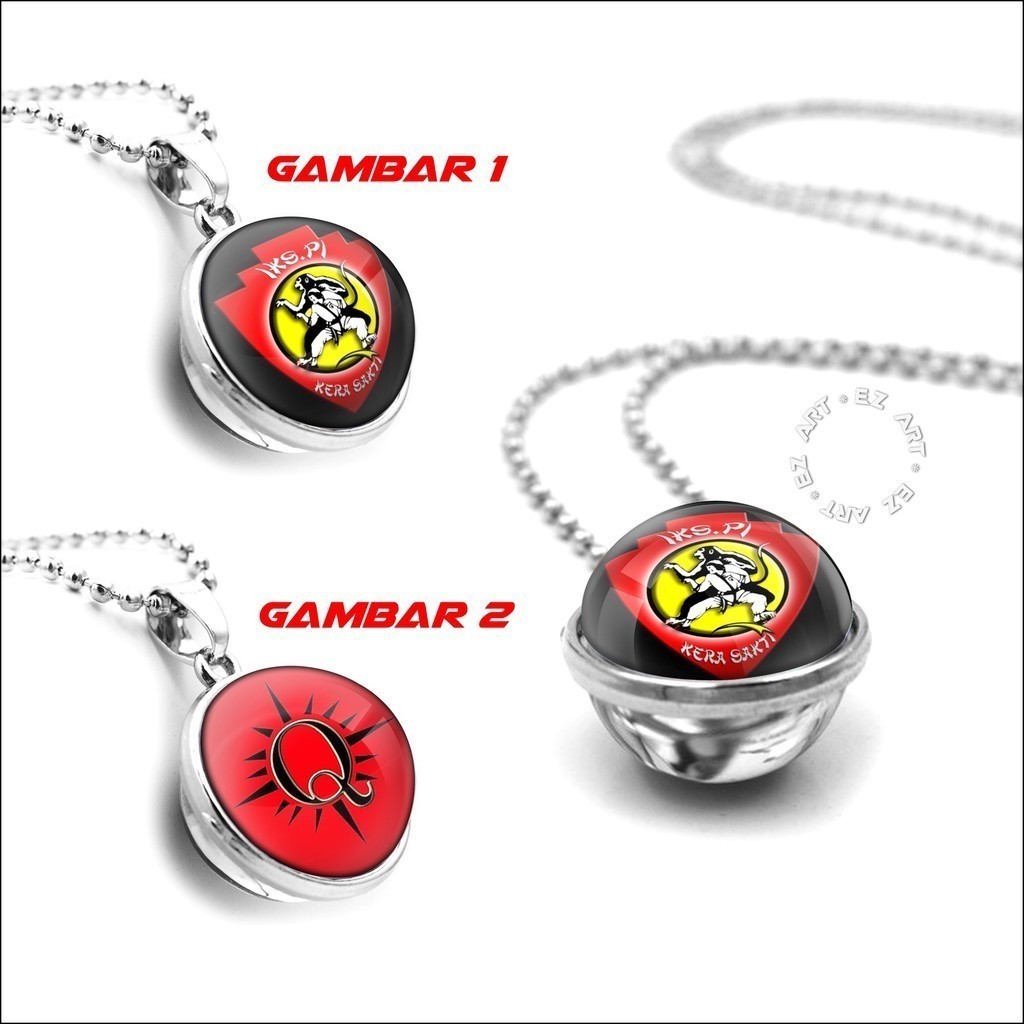 Kalung Liontin Gambar IKSPI Kera Sakti Pendekar Silat Bola Kaca 2 Sisi Bolak Balik Tali Rantai Biji 