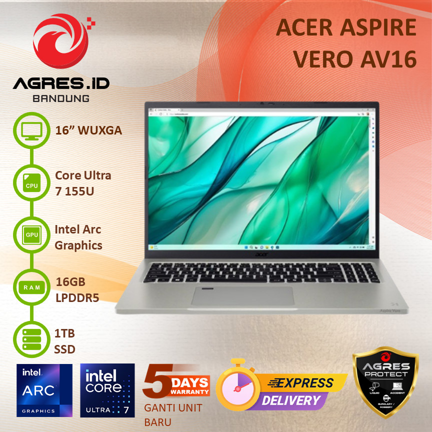 ACER ASPIRE VERO AV16-51P CORE ULTRA 7 155U 16GB 1TB 16" WUXGA 100SRGB