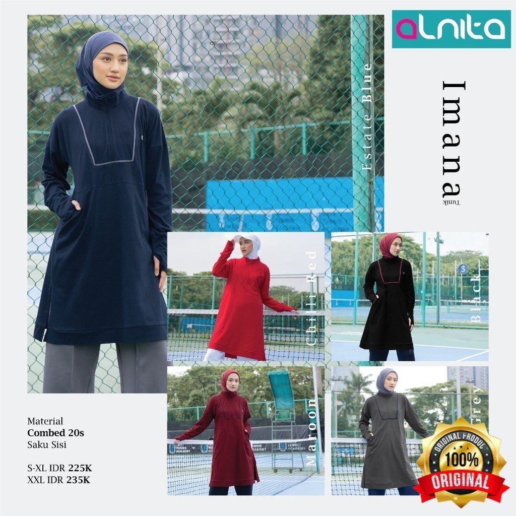 NNT - ALNITA Imana Tunik Wanita Dewasa Terbaru Kaos Baju Atasan Olahraga Busui Muslimah Original