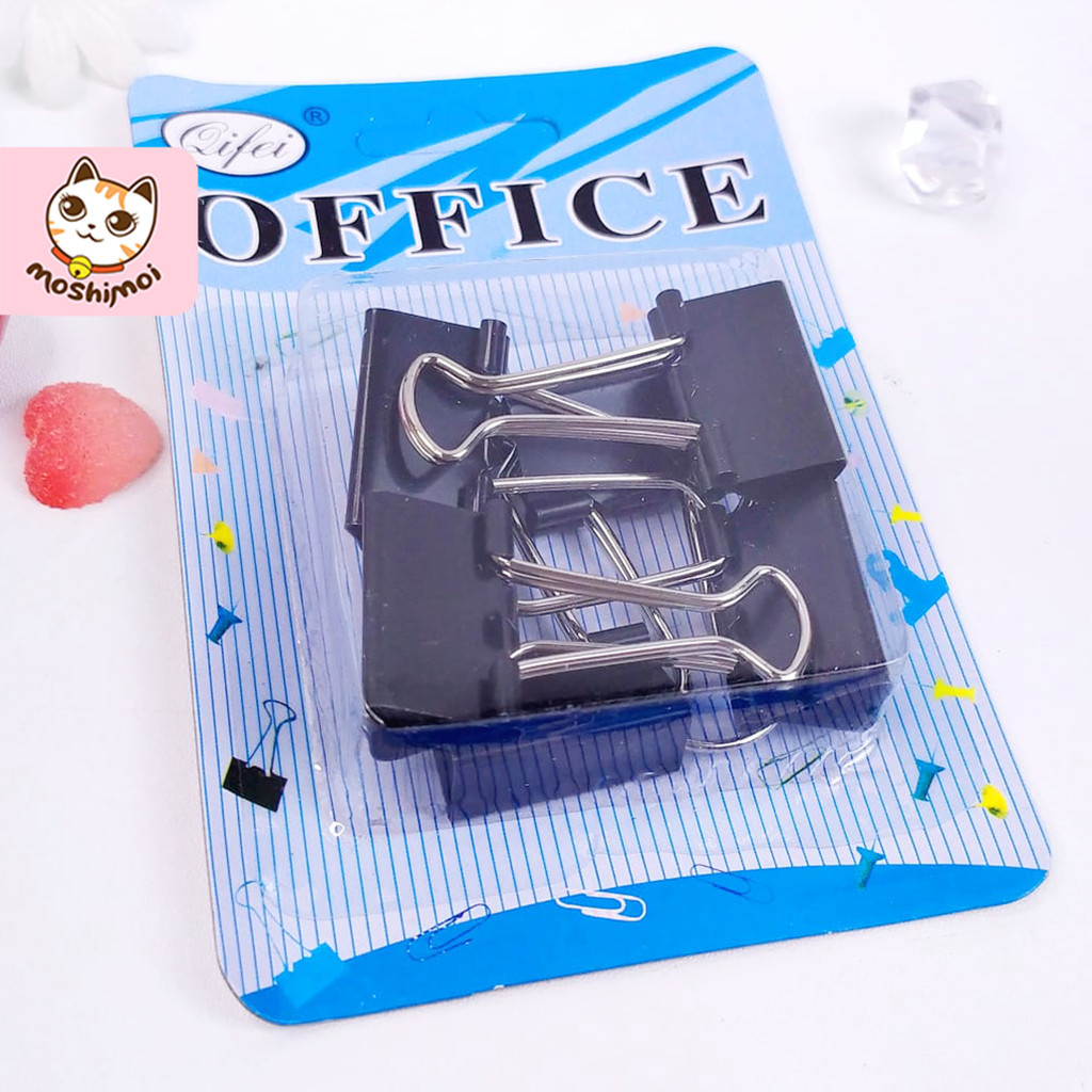 

Binder Clip / Paper Clip / Klip Kertas Besi (K) Hitam Isi 6 Pcs