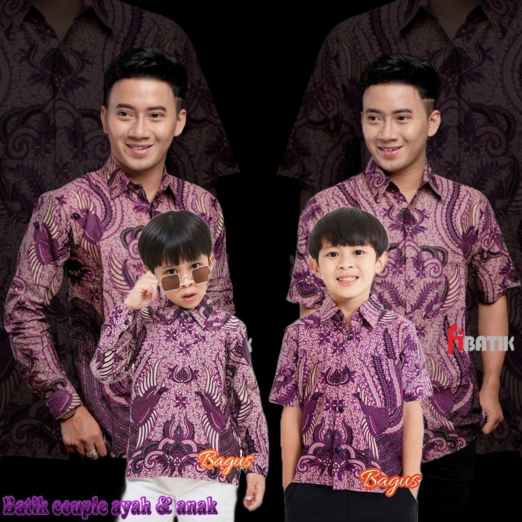 Baju batik couple ayah & anak laki laki/Batik pria lengan panjang/Batik pria lengan pendek/kemeja Ba