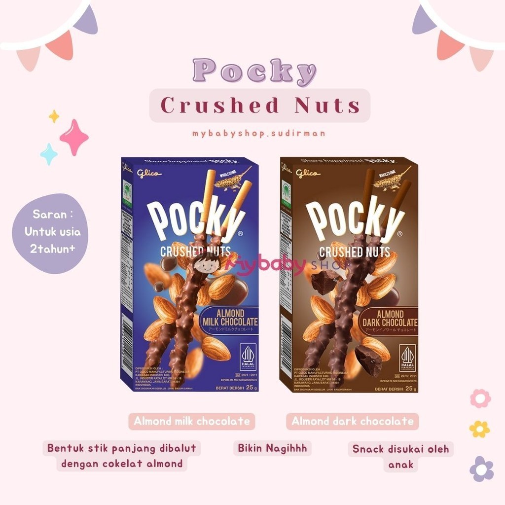 

Pocky Crushed Nuts Almond Dark Chocolate & Almond Milk Chocolate - Snack Anak