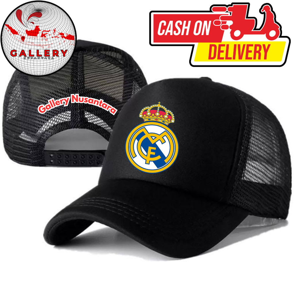 Gallery Nusantara Topi Trucker REAL MADRID - Topi Distro REAL MADRID Logo - Topi REAL MADRID Premium