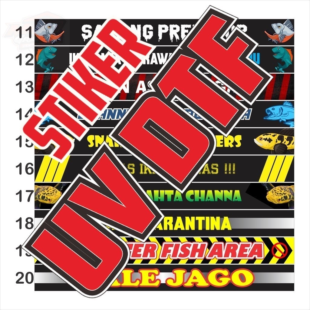 Stiker Logo UV DTF stiker  List Wallpaper Aquarium akuarium Ikan Chana Arwana 120 110 100 90 CM