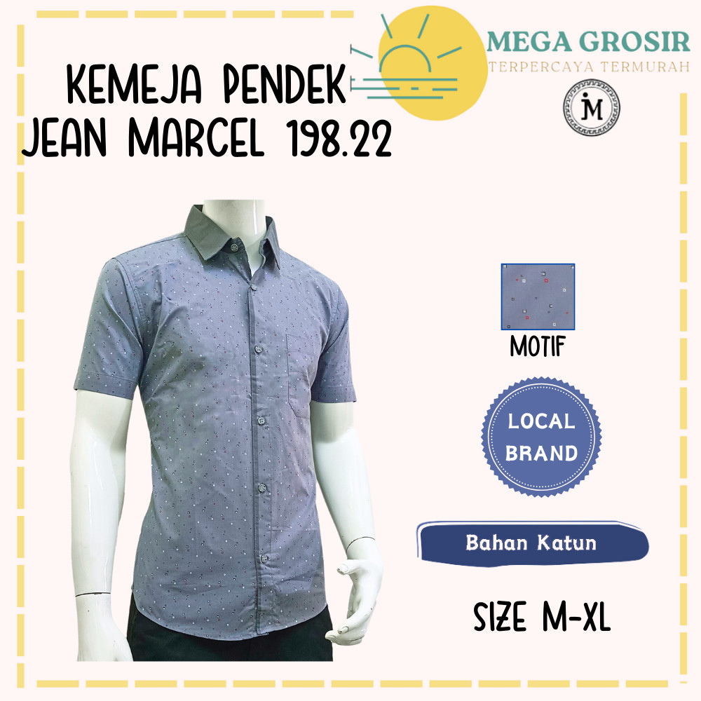 Kemeja Lengan PENDEK JEAN MARCEL 198.22 Slim Fit / Hem Kerja Kantor / Pakaian Formal Cowok