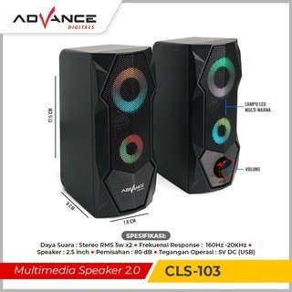 Advance Speaker Komputer Gaming USB Audio Super Bass LED CLS101/102/103/108 Garansi 1 Tahun