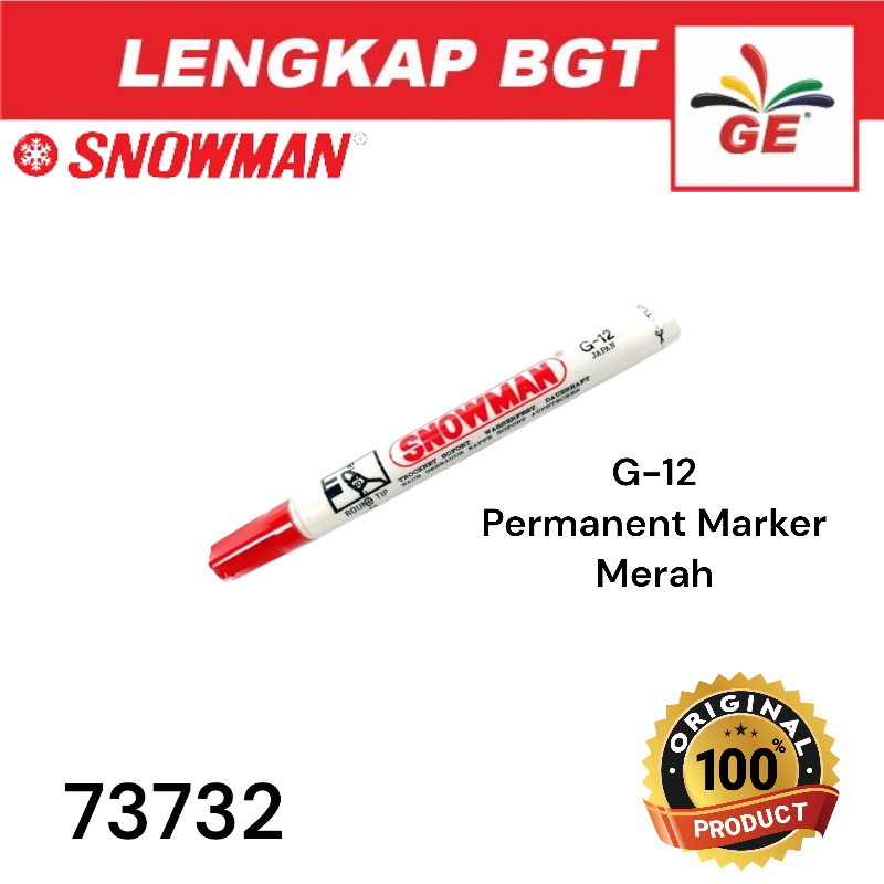 

SNOWMAN G12 Permanent Spidol Permanent Marker, Merah - 73732