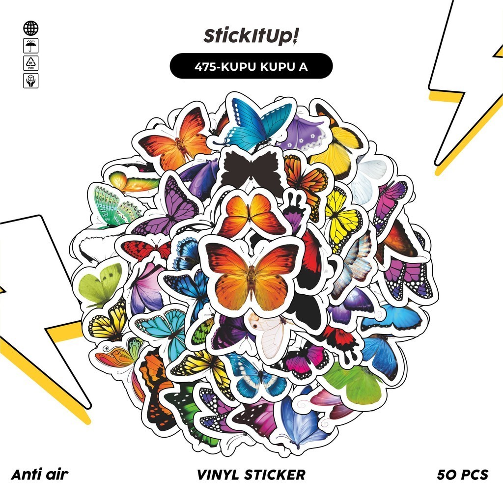 

COD✨ 50 Pcs Stiker Pack Lucu Motif Kupu Kupu Anti Air Untuk Dekorasi Notebook Sepeda Skateboard Handphone DIY