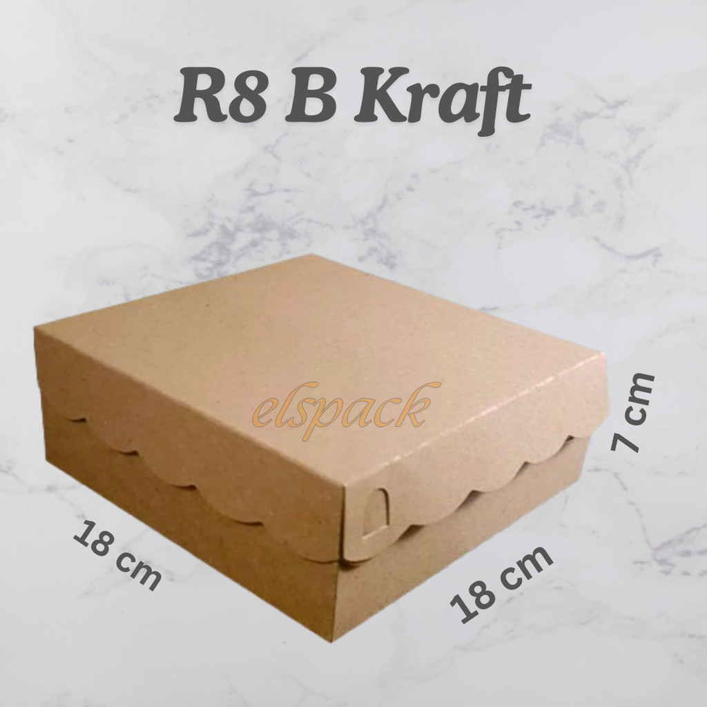 

Dus Kue / Kotak Makan Nasi R8 18cm x 18cm x 7cm Kraft Cokelat (Ketebalan 330gram) Finishing Warna Coklat/Brown