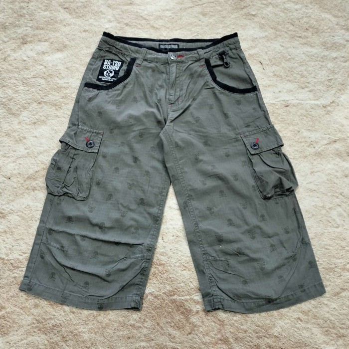 celana vintage pria BA TSU STUDIO celana cargo 3/4 size 28 casual short pants multi pocket size 28