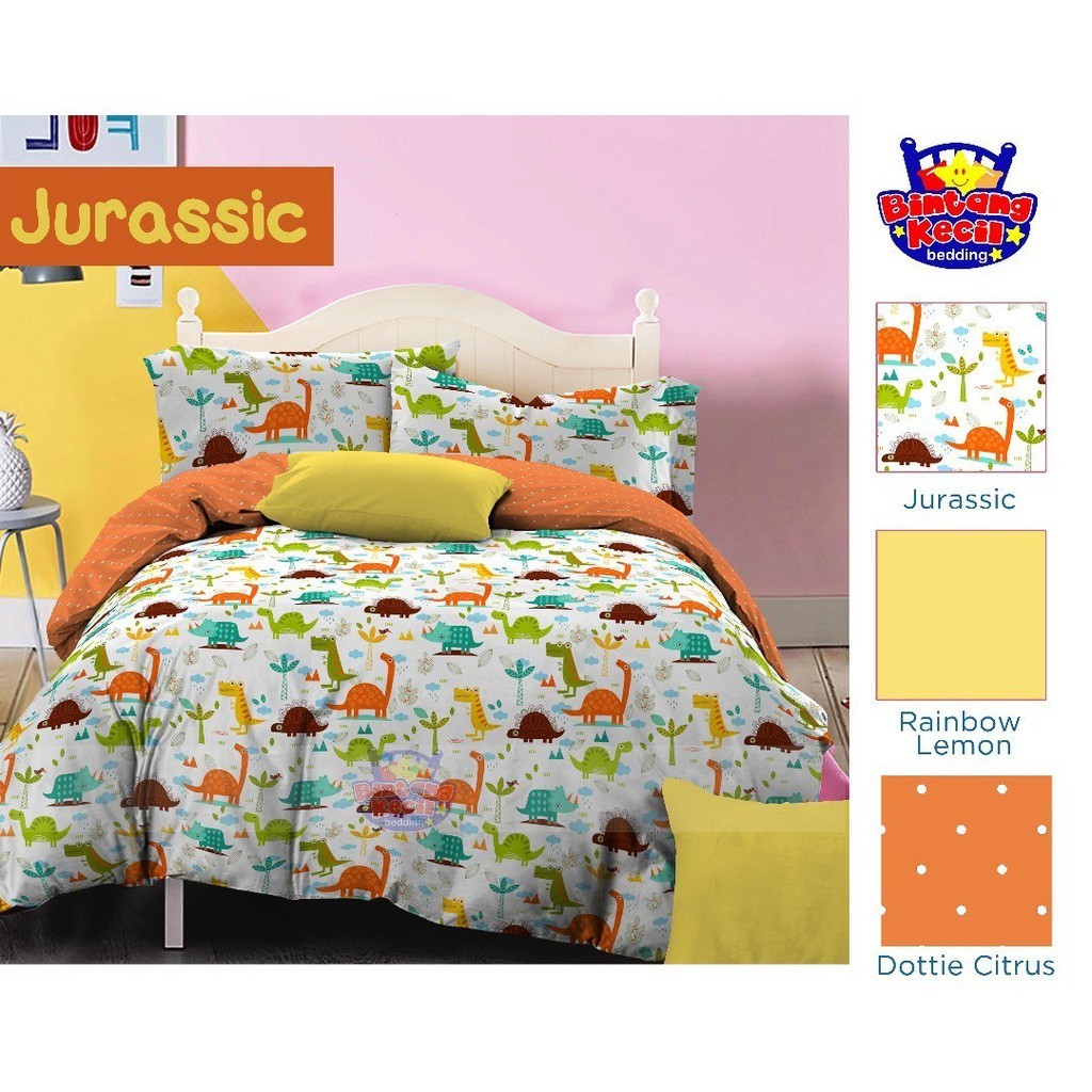 Sprei anak katun star halus motif jurasic
