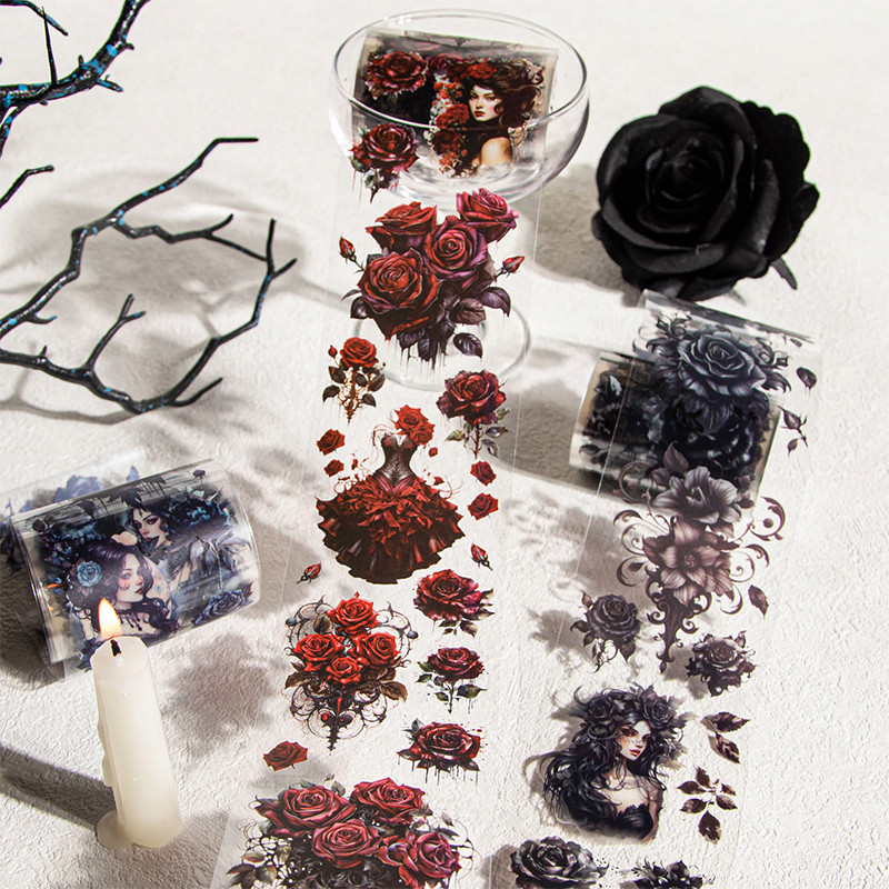 

1Roll Gothic Back Garden Series PET Tape Scrapbooking Stickers Decoration Journaling Collage Label Diy Supplies