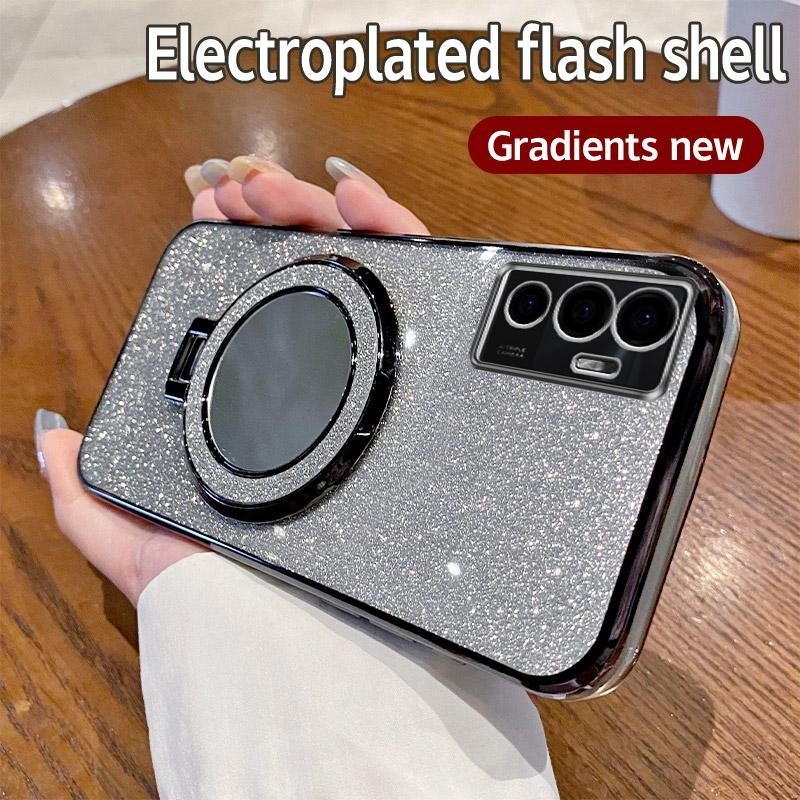 New Phone casing VIVO V23E Cover Magnetic Plating Sparkling Diamond silicone Softcase shockproof Mir