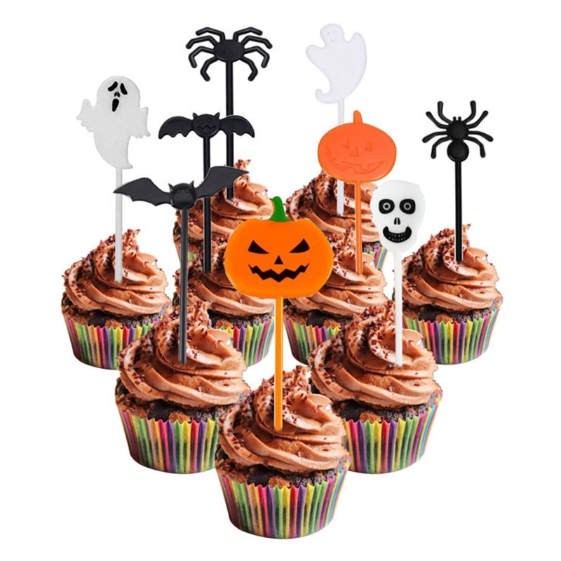 2024 New 8 Pcs Fruit Pick Food Picks Halloween Theme Food Toothpicks Food Forks Fruit Fork Food Pick