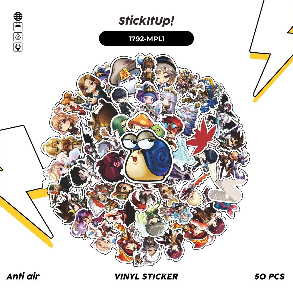 

COD✨ 50 Pcs Stiker MAPLE STORY MIX 01 Lucu Anti Air Untuk Dekorasi Notebook Sepeda Skateboard Handphone DIY