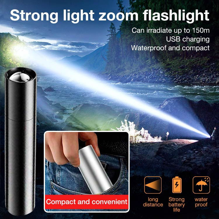 NA45TR 【100% ORIGINAL】HW Senter Led Mini Multifungsi 2000mah Zoom Super Terang police viral senter j