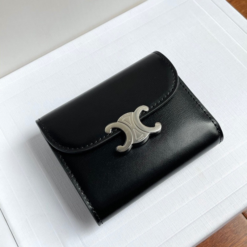 New Counter ORI TOP Pre order Celine Triomphe Tri-fold wallet Dompet Wallets Kulit Asli Size:10.5*8.