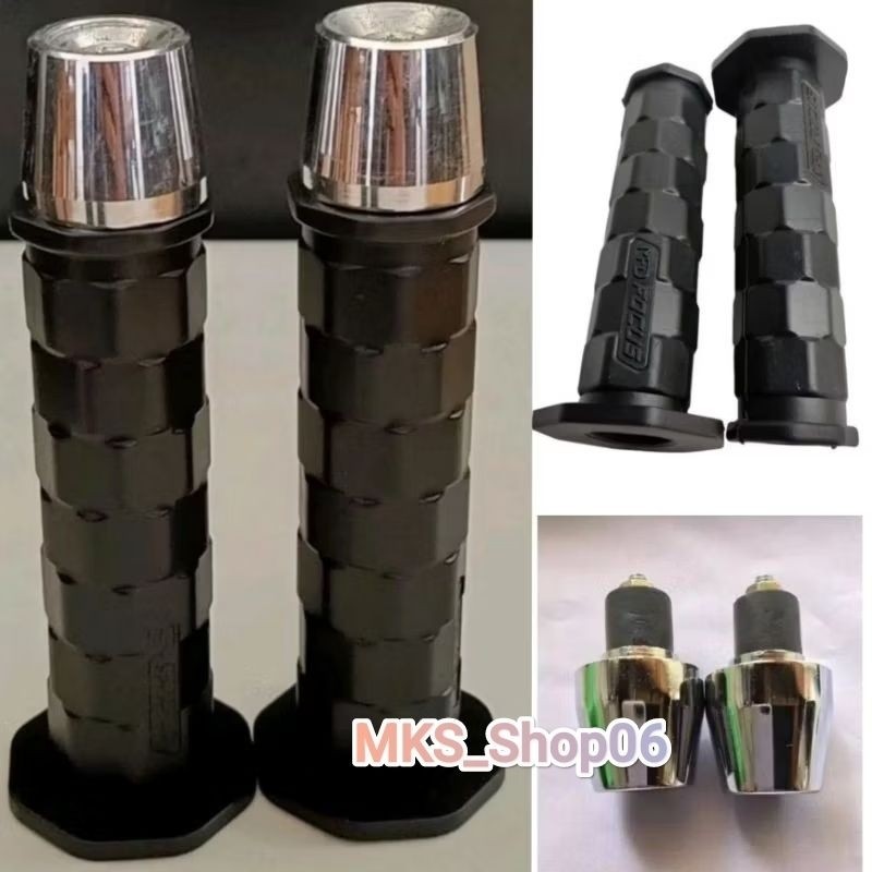 Paket Handgrip OCTAGON + Jalu stang pcx cnc crome / black padat bisa untuk jenis motor / grip fuzion