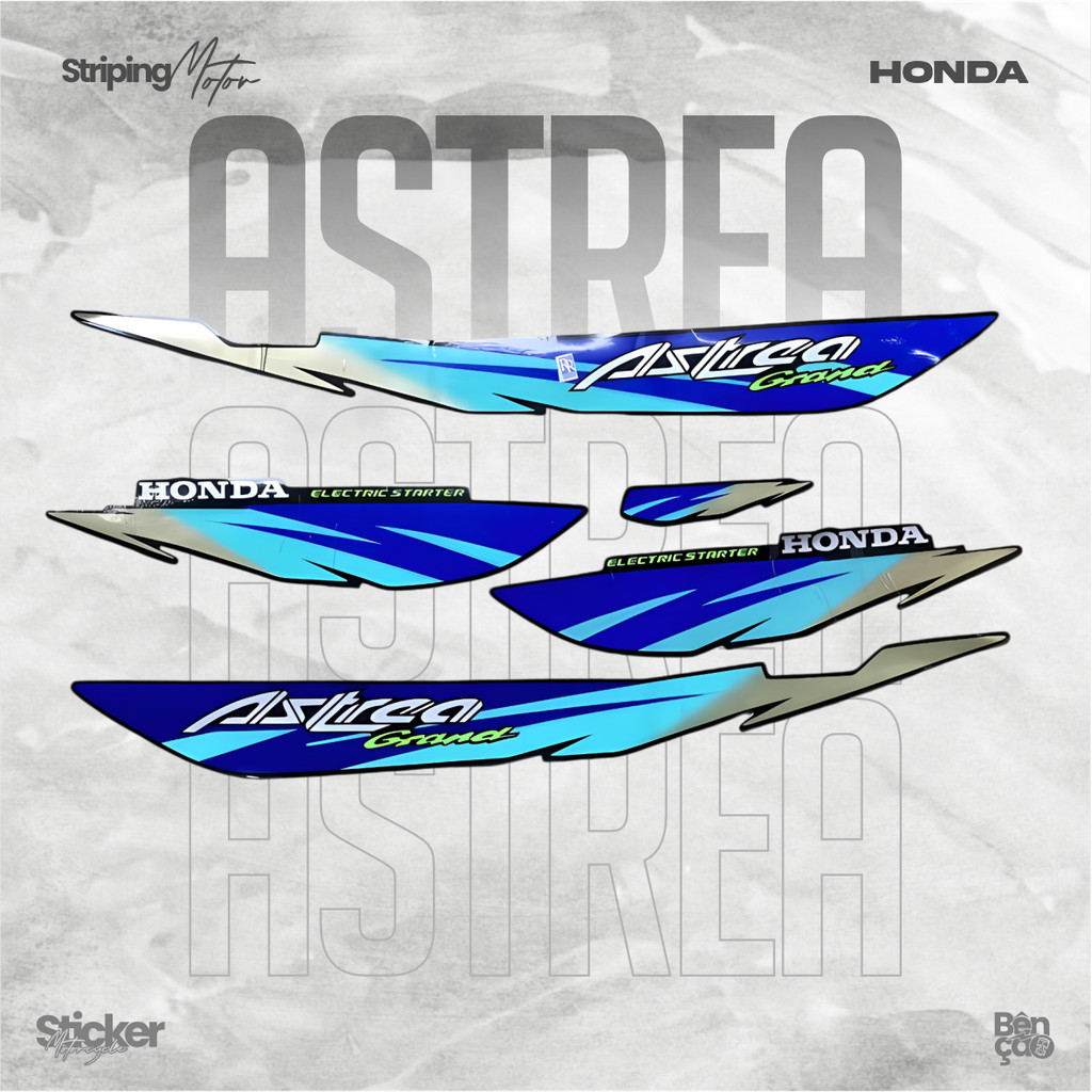 Striping stiker motor | HONDA Astrea Grand ELEGANT LIMITED EDITION   hitam lis biru MUDA   standar b
