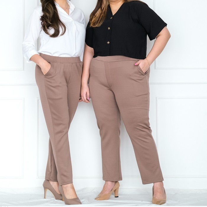 ✨TERLARIS✨ -Celana Jumbo Wanita  Pinggang Karet  - Bawahan Scuba Big Size - MAROON