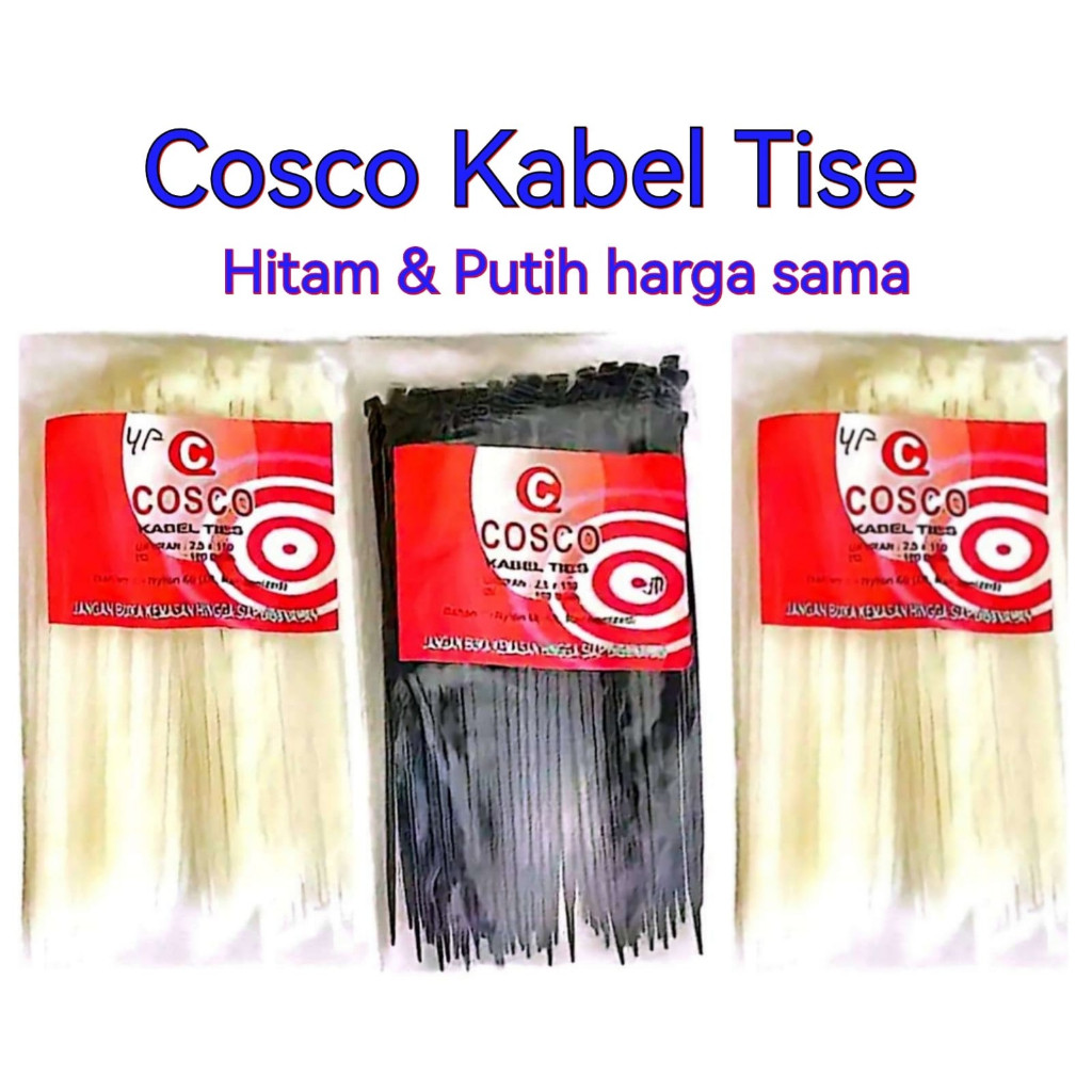 

Cosco Kabel Ties Putih Hitam 10 15 20 25 30 cm Tali Tas Kresek Makanan isi 100pcs