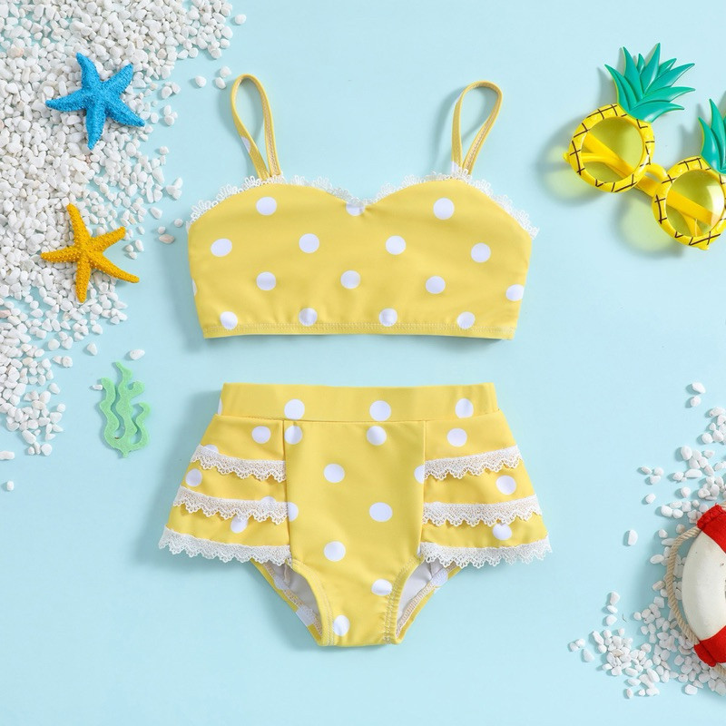 Yellow Polka Swimsuit | Baju Renang Anak Perempuan | Bikini Anak Perempuan | Swimsuit Anak Perempuan