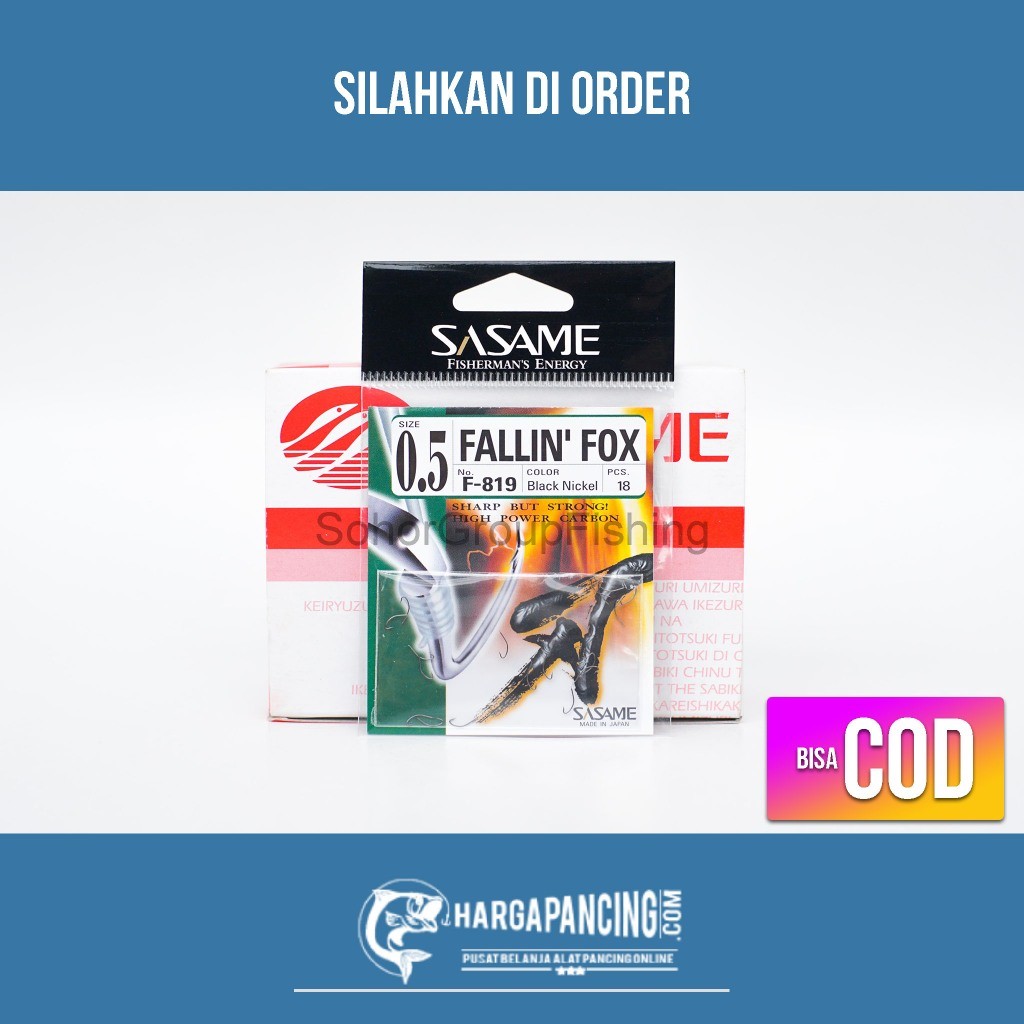 Mata Kail Sasame Fallin Fox Kail Ikan Wader Warna Hitam Tanpa Lubang