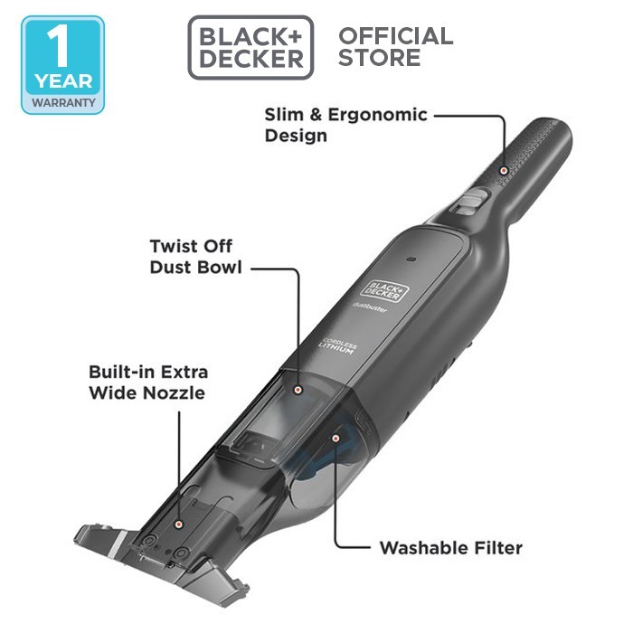 Black+Decker HLVC320B-B1 Vacuum Penanganan Tangan Tanpa Kabel 12V