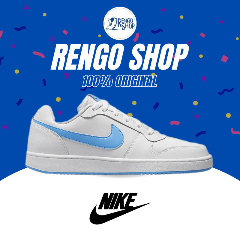 [Ori] Sepatu Sneakers Pria Nike Ebernon Low White University Blue AQ1775 102