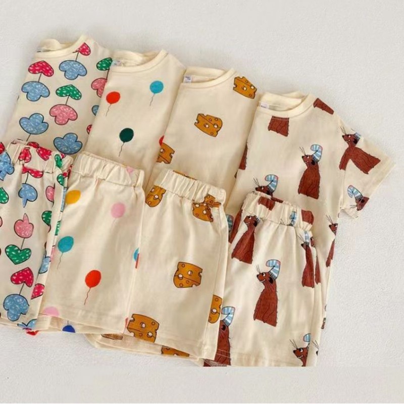 Summer Baby Pajamas Sets Cute Pattern Child Pajamas Toddler Short Sleeve Baby Nightwear Pyjamas Kids