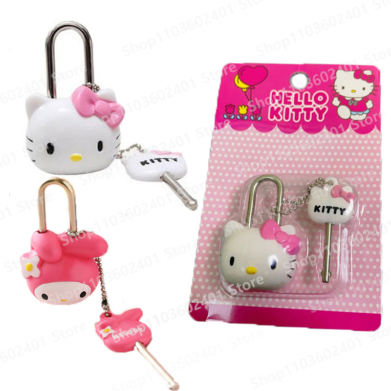 

Hellos Kittys Cute Small Padlock Key and Lock Set Anime Luggage Dormitory Locker Diary Locks Drawer Locks Toys for Girls Gift