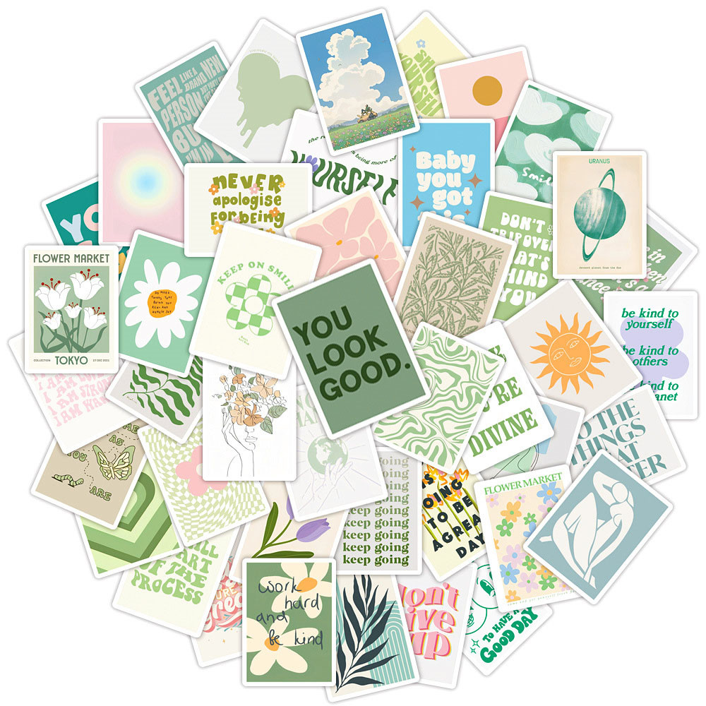 

10/30/50PCS Postcard Style Inspirational Phrases Stickers Small Fresh Decals Decoration Toy DIY Suitcase Phone Laptop Notebook